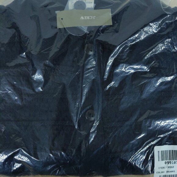 NWT J Crew Short Sleeve Cotton Open Stitch Cardigan Sweater Polo in Black - Picture 2 of 2